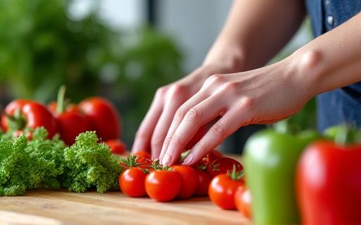 Persediaan bahan-bahan segar untuk masakan sihat