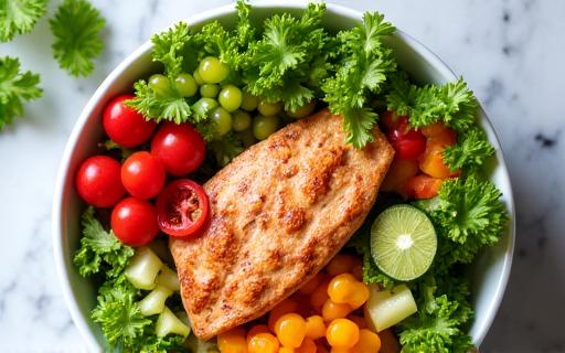 Mangkuk salad rendah kalori dengan protein