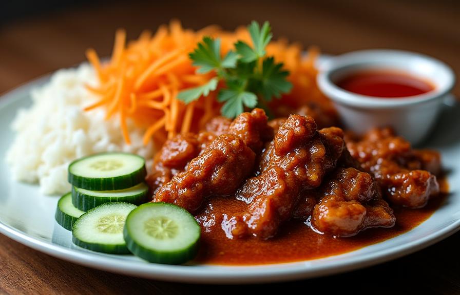 Set Nasi Lemak dengan ayam rendang dan sambal