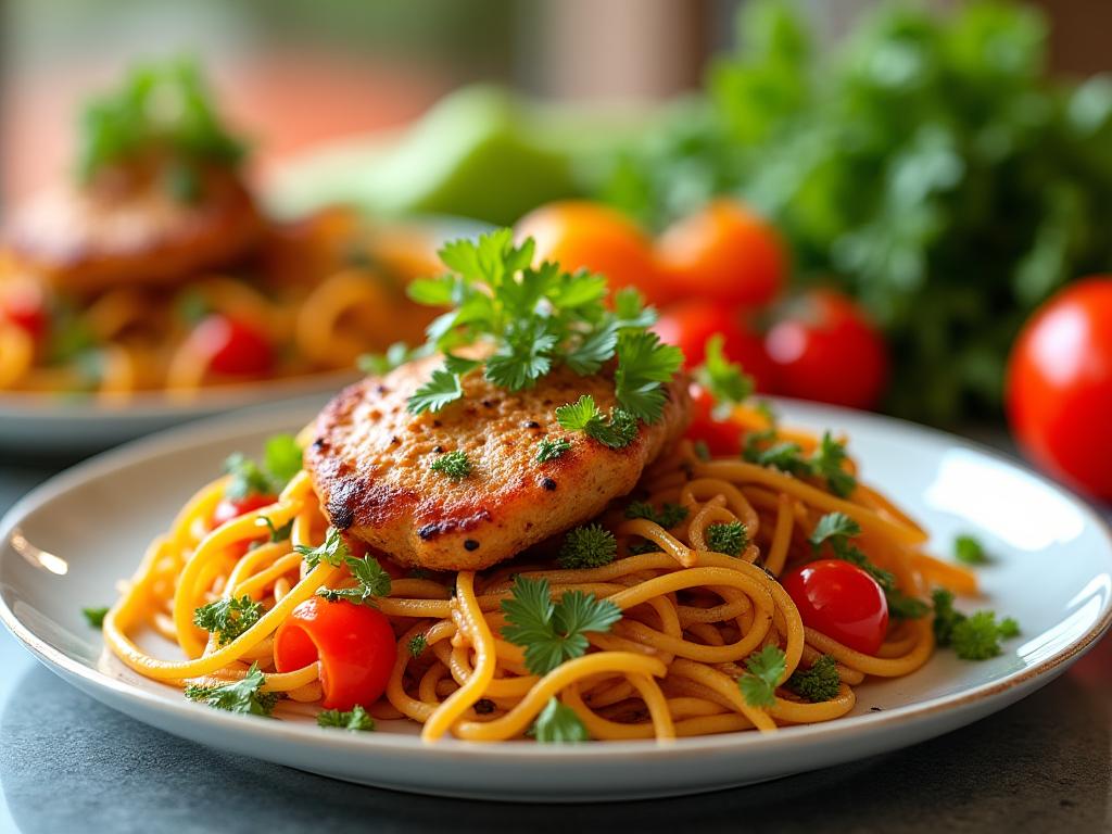 Hidangan vegan berwarna-warni dengan plating menarik